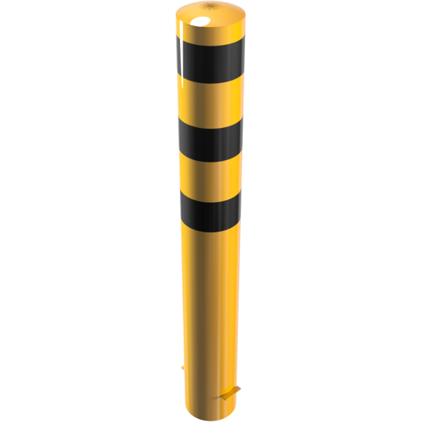 Bollard | steel tube  193 x 3,6 mm | yellow / black | stationary, for casting in concrete | total length: 1500 mm | with welded steel cap
